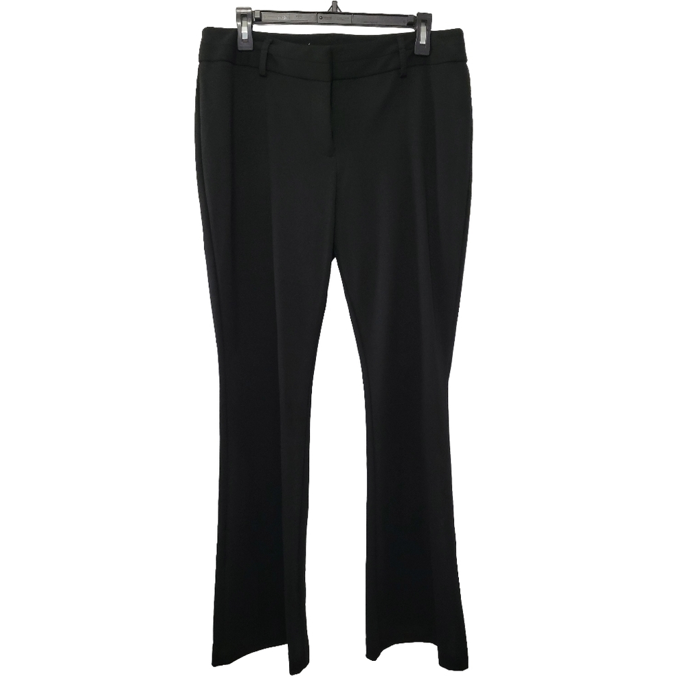 Chico's Women's Solid Black Flare Leg Dress Pants Size 1 Reg M 8/10 Mid-Hi Rise